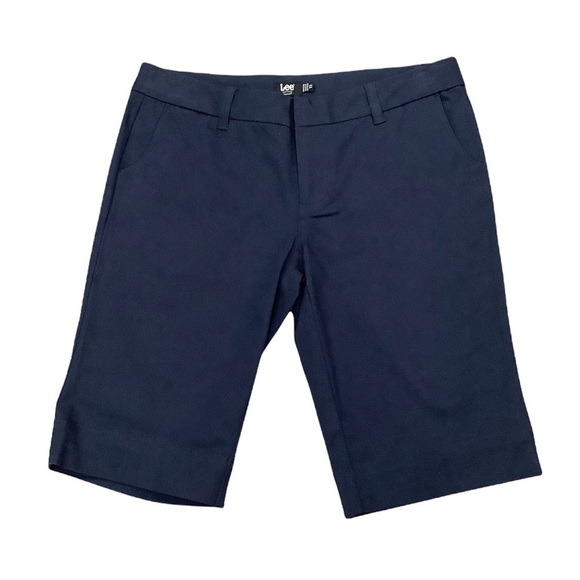 Junior's Lee Uniforms 11 Large Shorts Chino Khakis Bermuda Stretch Navy Blue NWT - Picture 3 of 11